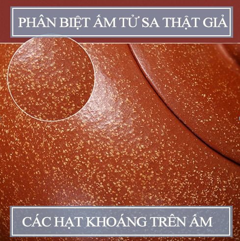 Các hạt nguyên khoáng trên ấm tử sa chuẩn của Nghi Hưng.